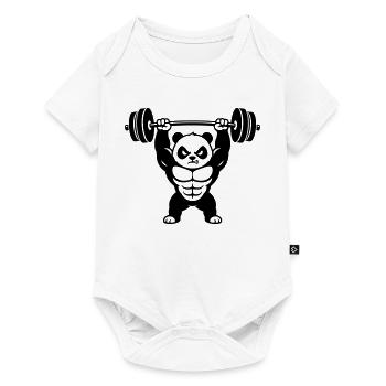 Muscle Panda Lifts Heavy Dumbbell - Baby Premium short-sleeve bodysuit - white - Front