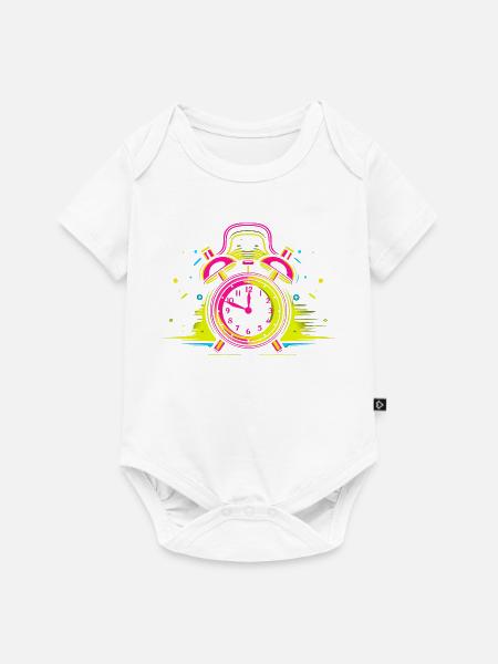 Wecker Synthwave - Baby Premium Kurzarmbody - Weiß