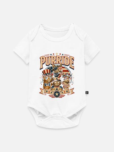 Purride Katzen Patriotismus - Baby Premium Kurzarmbody - Weiß