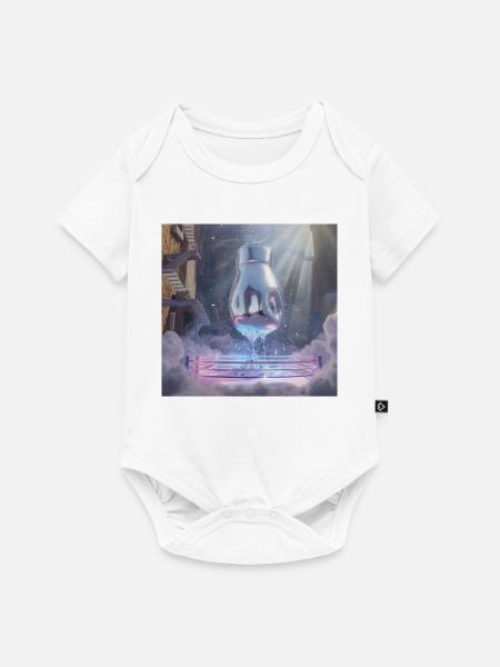 Schwebender Boxhandschuh über Wolkenring - Baby Premium Kurzarmbody - Weiß