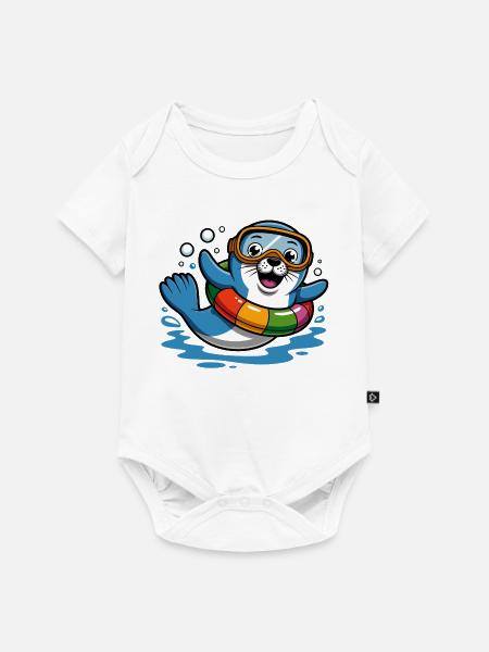Lustiger Seehund - Baby Premium Kurzarmbody - Weiß