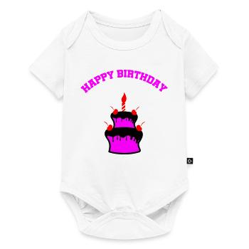 Neon Birthday Cake Sticker - Baby Premium short-sleeve bodysuit - white - Front