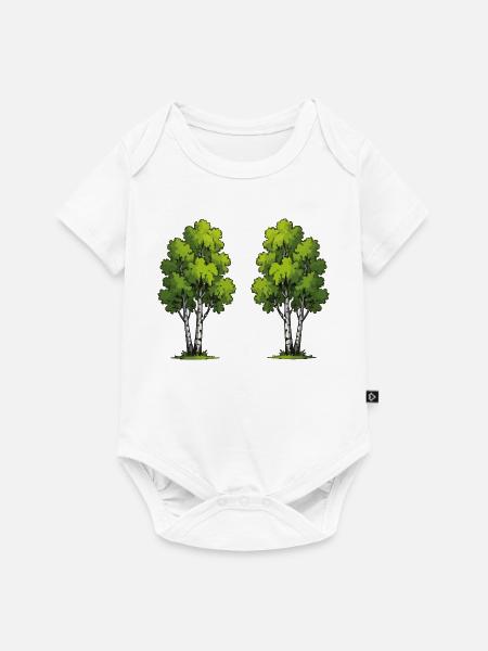 Zwillingsbäume im Wald - Baby Premium Kurzarmbody - Weiß