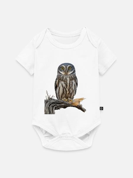 Wächter der Dämmerung Eulenillustration - Baby Premium Kurzarmbody - Weiß