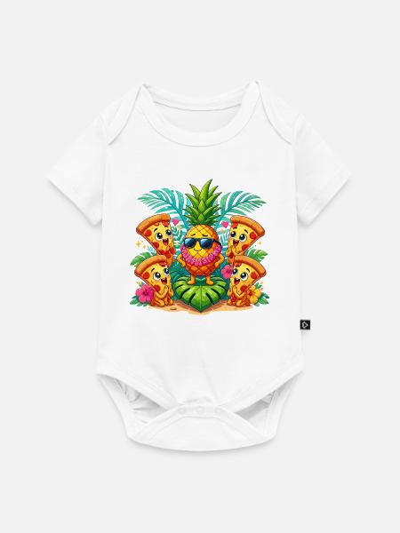 Kawaii Ananas Party mit Pizza-Kumpels - Baby Premium Kurzarmbody - Weiß