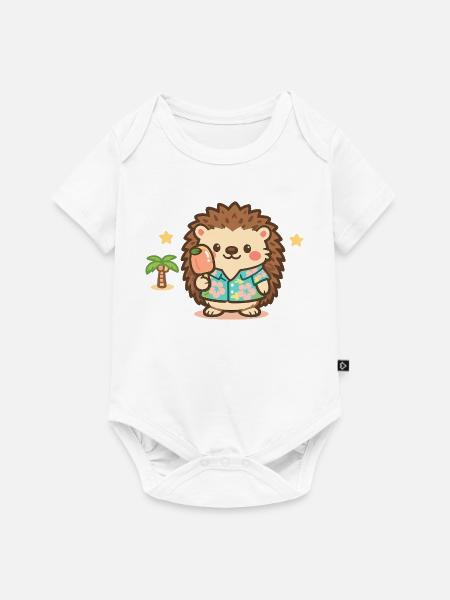 Kawaii Igel im Hawaii-Hemd - Baby Premium Kurzarmbody - Weiß