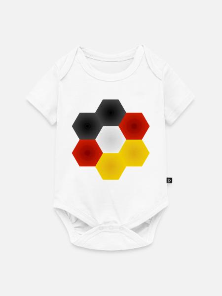 Honigwaben Farbenspiel Deutschlandfahne. - Baby Premium Kurzarmbody - Weiß
