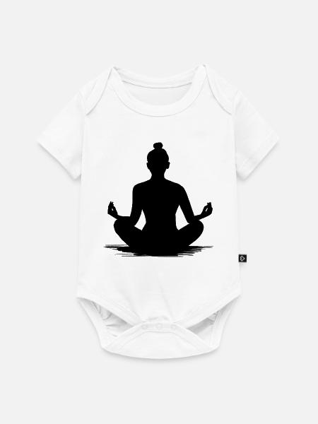 Silhouette Meditierende Frau Yoga - Illustration - Baby Premium Kurzarmbody - Weiß