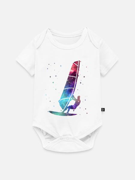 Windsurfen Windsurfer Weltraum Kinder Windsurf - Baby Premium Kurzarmbody - Weiß