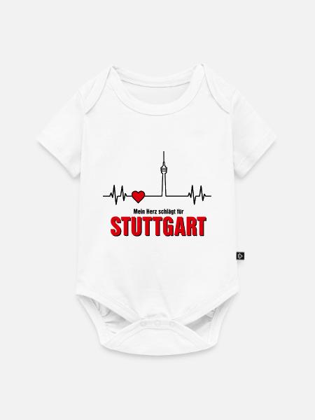 Mein Herz schlägt für Stuttgart - Baby Premium Kurzarmbody - Weiß