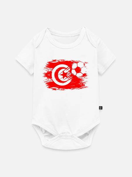 Tunesien Flagge Fußbal used - Baby Premium Kurzarmbody - Weiß