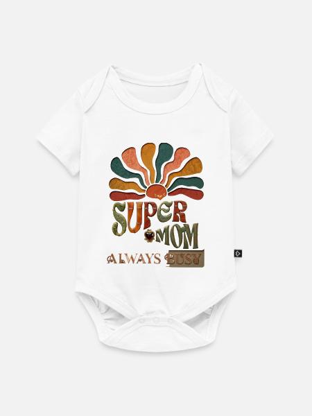 Supermom mit Sonnenstrahlen - Baby Premium Kurzarmbody - Weiß