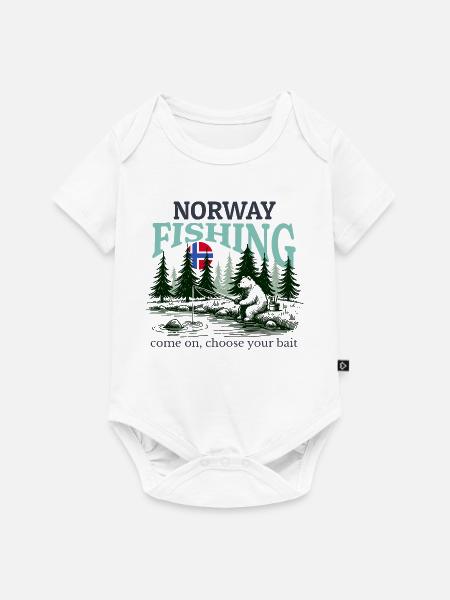 Norwegen Angeln - Baby Premium Kurzarmbody - Weiß