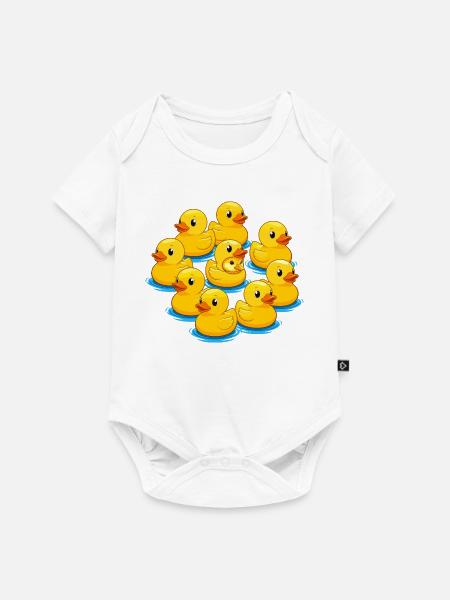 Rudel Gummienten am Wasser - Baby Premium Kurzarmbody - Weiß