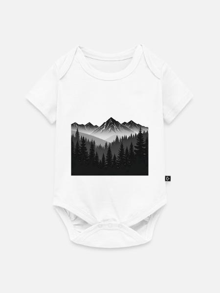 Nebelwald Bergsilhouette - Baby Premium Kurzarmbody - Weiß