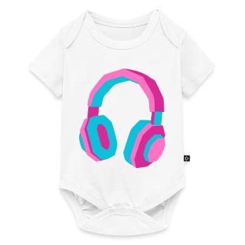 Casque Rétro Synthwave des années 80 DJ Musique Gamer - Body à manches courtes Premium Bébé - blanc - Devant