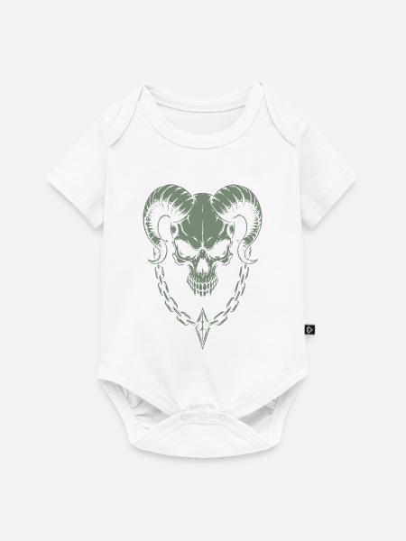 Schädel mit Hörner Widder Totenkopf - Baby Premium Kurzarmbody - Weiß