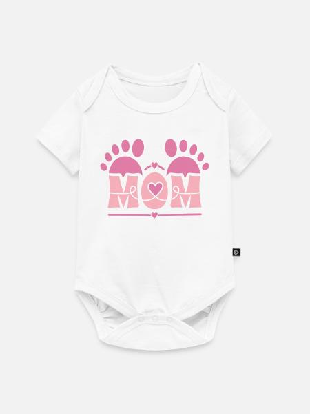 MOM-Herz-Fußabdruck - Baby Premium Kurzarmbody - Weiß