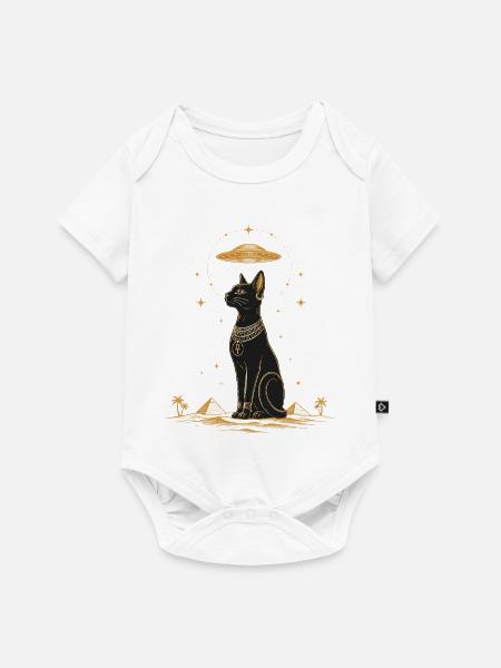 Ägyptische UFO-Katze - Baby Premium Kurzarmbody - Weiß