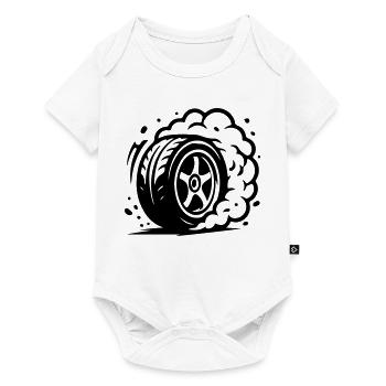 Icône de dérapage de pneus de voiture - Body à manches courtes Premium Bébé - blanc - Devant
