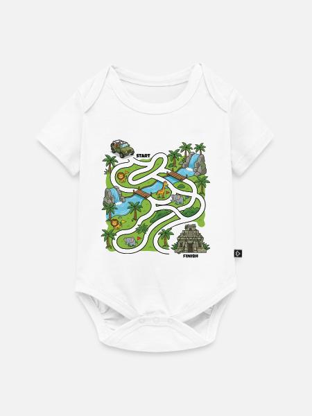 Dschungelsafari-Labyrinth - Baby Premium Kurzarmbody - Weiß