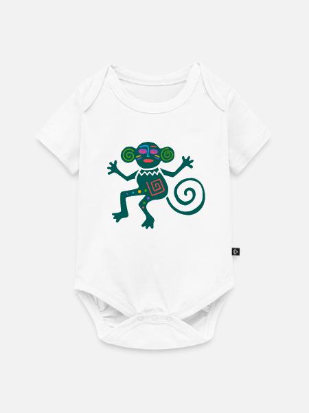 Altes mexikanisches Symbol mit Urwald-Äffchen - Baby Premium Kurzarmbody - Weiß