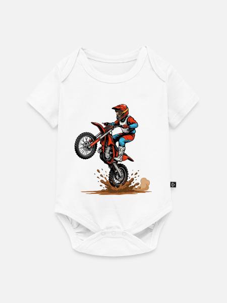 Motocross Sprung im Schlamm - Baby Premium Kurzarmbody - Weiß