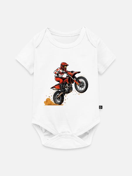 Motocross Sprung Dirtbike Action - Baby Premium Kurzarmbody - Weiß