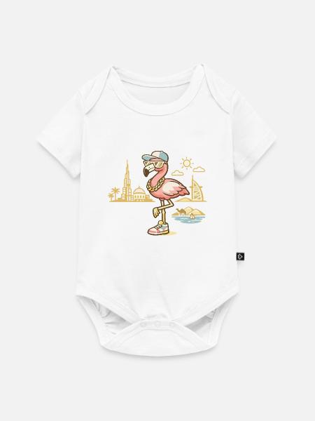 Flamingo Streetstyle Skyline - Baby Premium Kurzarmbody - Weiß