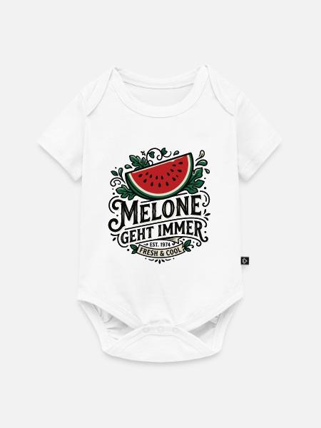 Melone Geht Immer Retro Logo - Baby Premium Kurzarmbody - Weiß