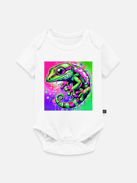 Gecko - Baby Premium Kurzarmbody - Weiß