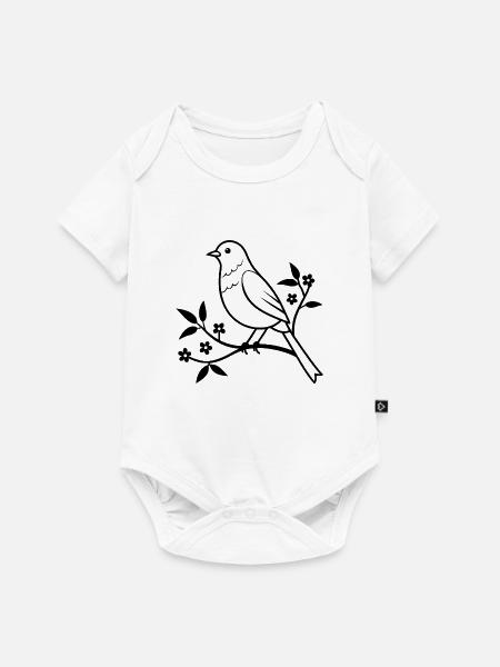 Floral Bird - Baby Premium Kurzarmbody - Weiß