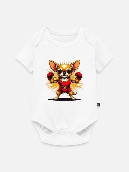 Chihuahua Superheld Kraft - Baby Premium Kurzarmbody - Weiß