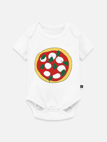 Pizza Margherita Basilikum - Baby Premium Kurzarmbody - Weiß