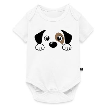 Regard curieux de chien câlin - Body à manches courtes Premium Bébé - blanc - Devant