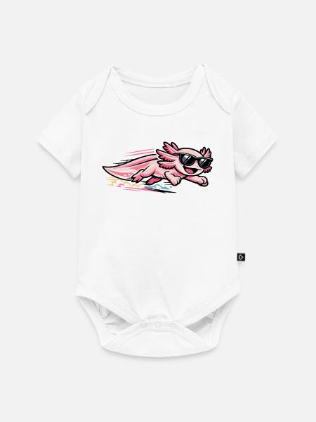 Pinkes Axolotl mit Sonnenbrille - Baby Premium Kurzarmbody - Weiß