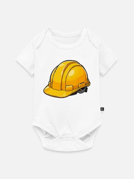 Gelber Bauhelm Cartoon Stil - Baby Premium Kurzarmbody - Weiß