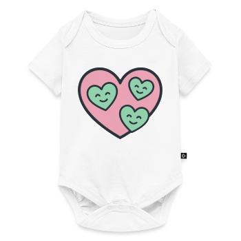 Cœur Trois Enfants Maman Mère de trois Amour - Body à manches courtes Premium Bébé - blanc - Devant