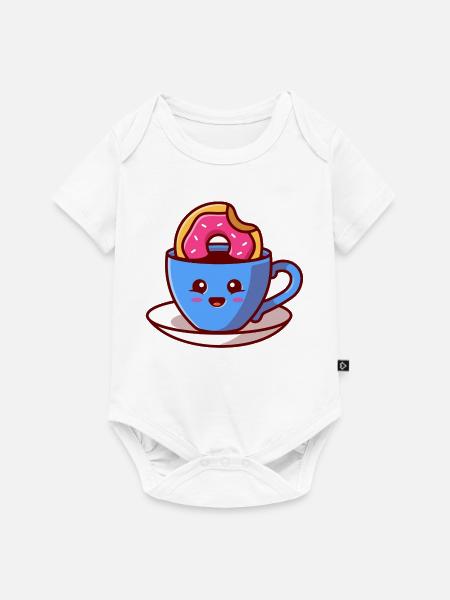 Kawaii Donut Cup Cheer - Baby Premium Kurzarmbody - Weiß