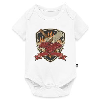 Flaming steakshield tattoo - Baby Premium short-sleeve bodysuit - white - Front