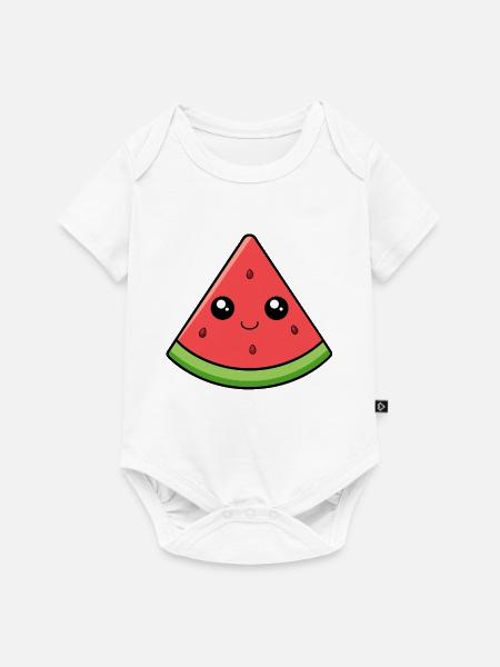 Kawaii Wassermelone Smile - Baby Premium Kurzarmbody - Weiß