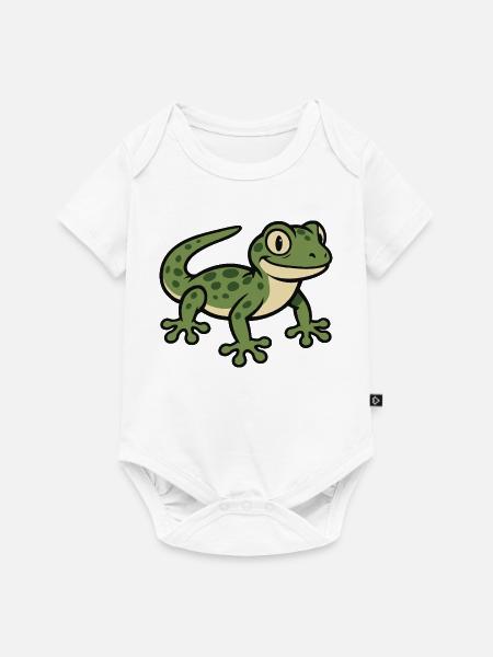 Grüner Gecko - Baby Premium Kurzarmbody - Weiß