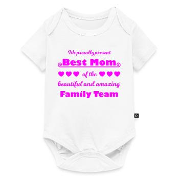 Best Mom Team – Familienfreude Pink - Baby Premium Kurzarmbody - Weiß - Vorne