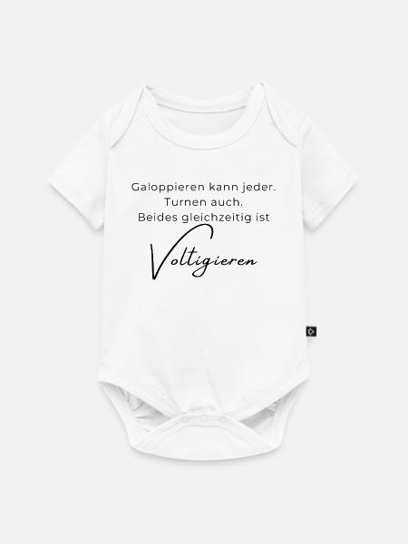 Voltigieren Spruch – Geschenk für Voltigierer - Baby Premium Kurzarmbody - Weiß