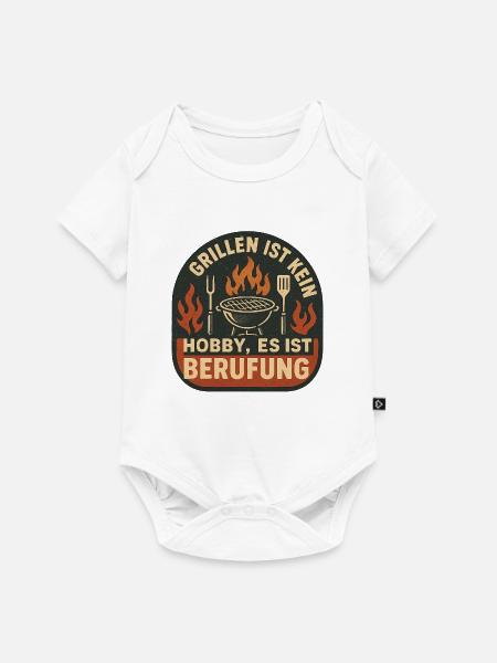 Grillen ist Berufung Patch - Baby Premium Kurzarmbody - Weiß