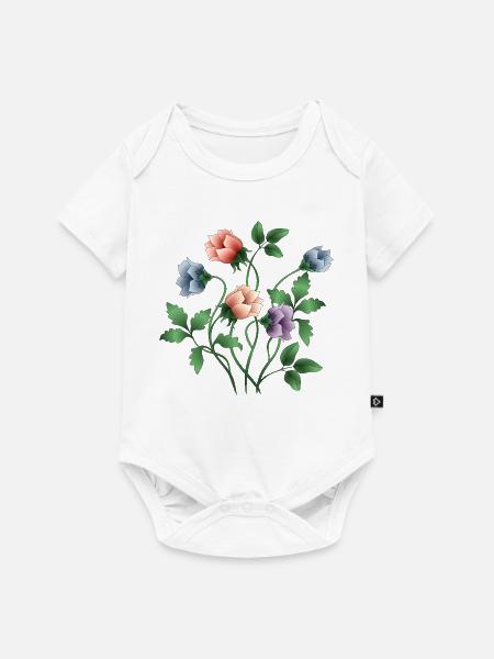 Blumen - Baby Premium Kurzarmbody - Weiß