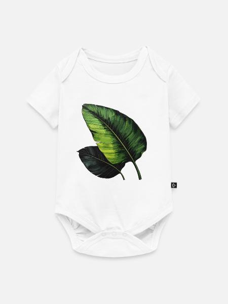 Tropische Blattkunst Grün Schwarz - Baby Premium Kurzarmbody - Weiß