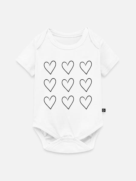 Black Heart Pattern | Minimal Design - Baby Premium Kurzarmbody - Weiß