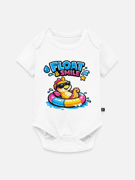 Sommerspaß Dino im Schlauchboot - Baby Premium Kurzarmbody - Weiß