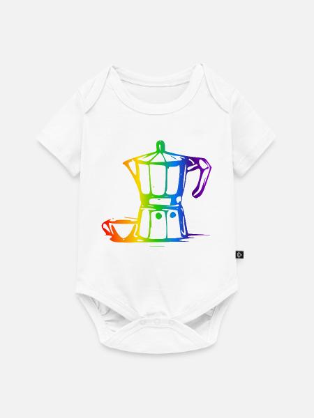 Bialetti Regenbogen Linienkunst - Baby Premium Kurzarmbody - Weiß